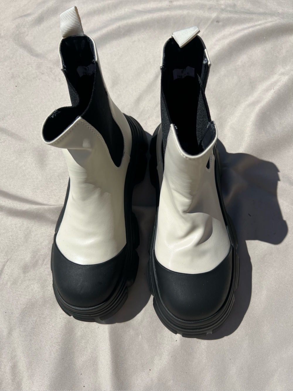 Black & White Platform Chelsea Boots - Women's